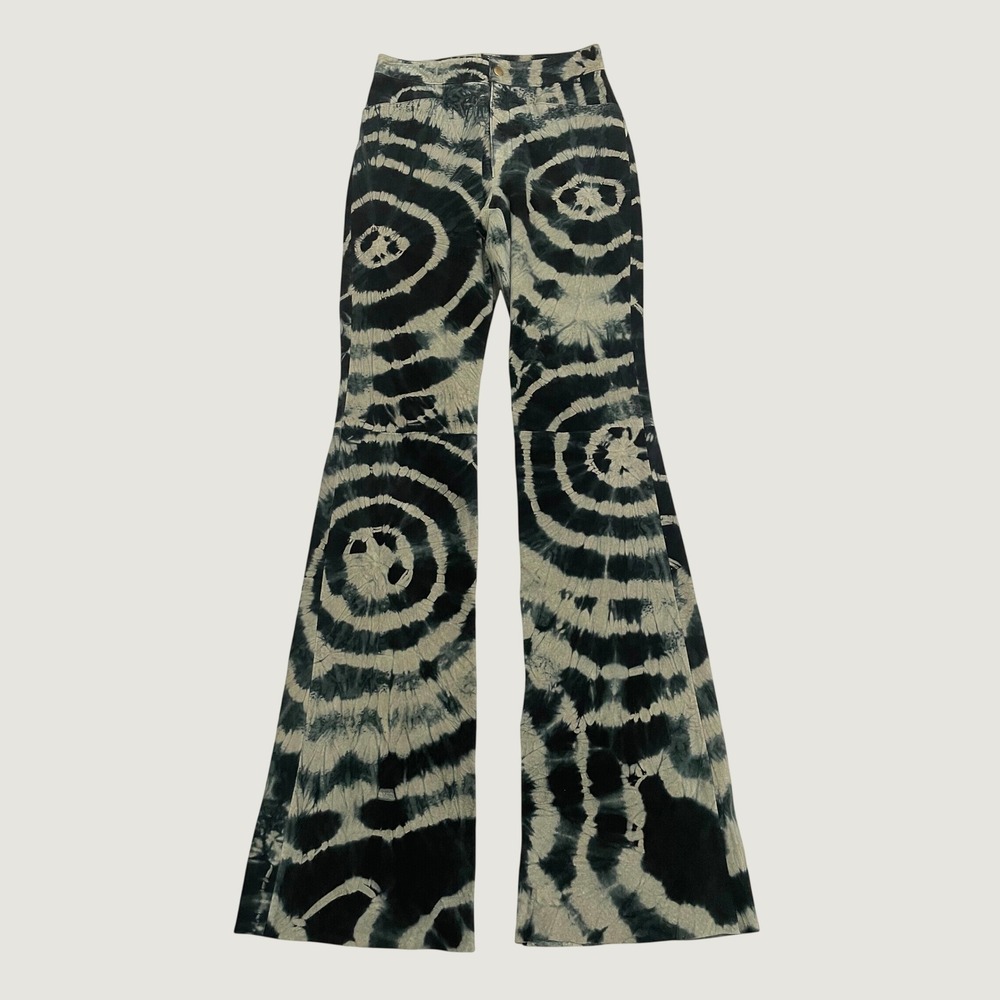 Vintage Wilsons Leather Maxima Flare Pants Womens 2 Black Tie Dye Bell Bottoms